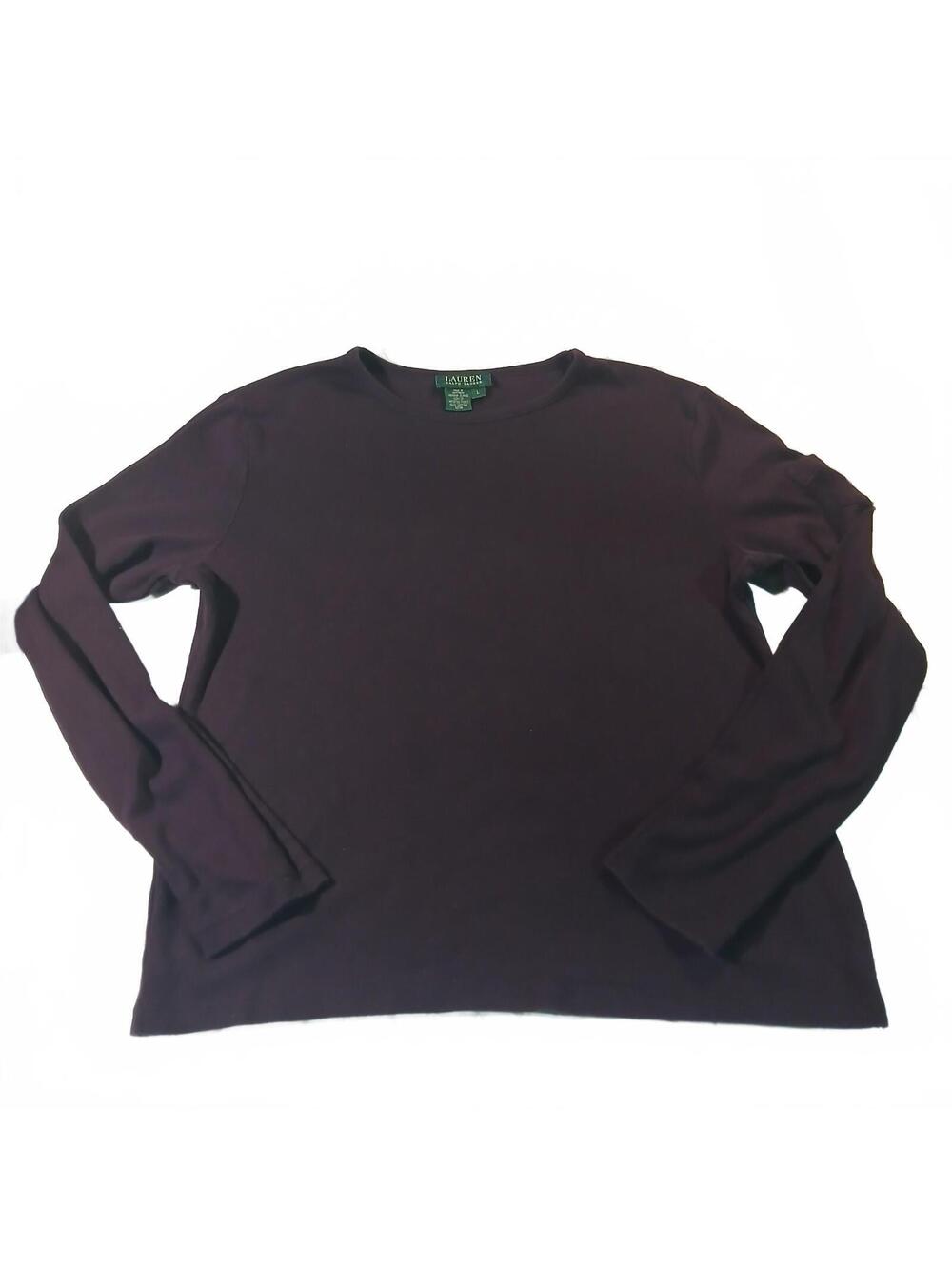 Lauren Ralph Lauren Purple Long Sleeve Cotton Top Womens Large Casual Logo